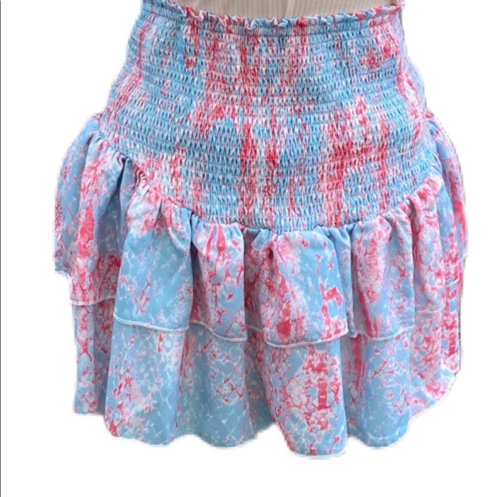 SUPER CUTE!! Fanco Fuchsia Blue Snake Print Ruffle Skirt